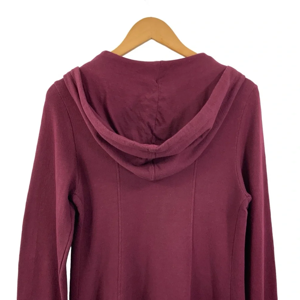 XCVI Size Medium Zip Up Hoodie V-Neck Maroon Burgundy French Terry Sweatshirt F8 - Picture 6 of 10